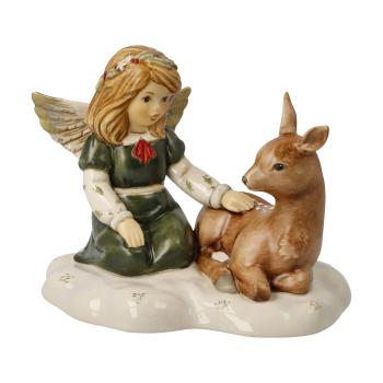 Goebel Figur Engel Beschützt sollst Du sein 11 cm Weihnachten Im Winterwald Farbe Rot-Grün Dekofigur