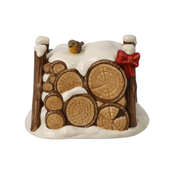 Goebel Figur Winterlicher Holzstapel 5.5 cm Weihnachten Im Winterwald Farbe Bunt Dekofigur